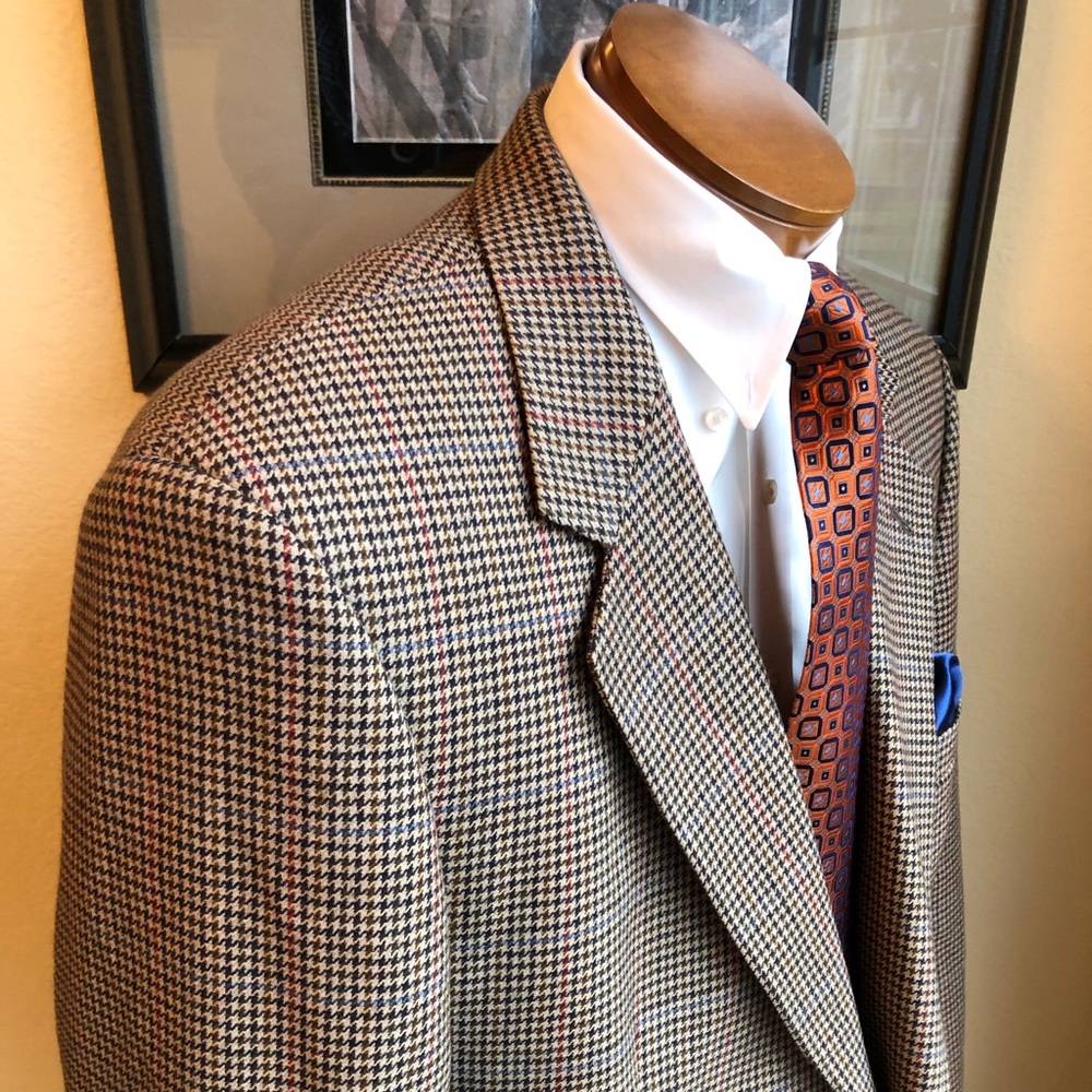 Marks & Spencer All Wool Houndstooth Windowpane Jacket Size 48L